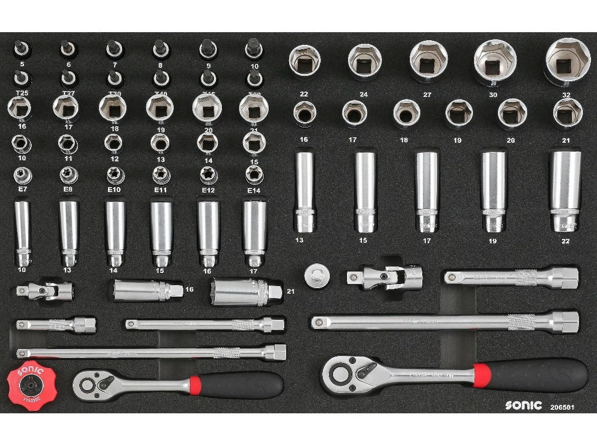 Sonic Foam System - Combo Socket Set 3/8" & 1/2" - 65 Pieces - 26" (Medium)