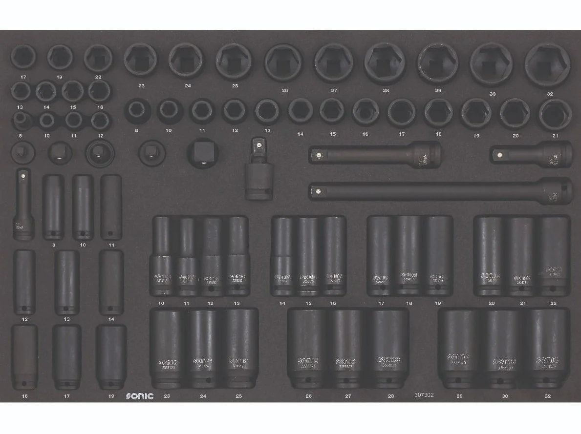 Sonic Foam System - Impact Socket Set 3/8", 1/2" - 73 Pieces - 26" (Medium)