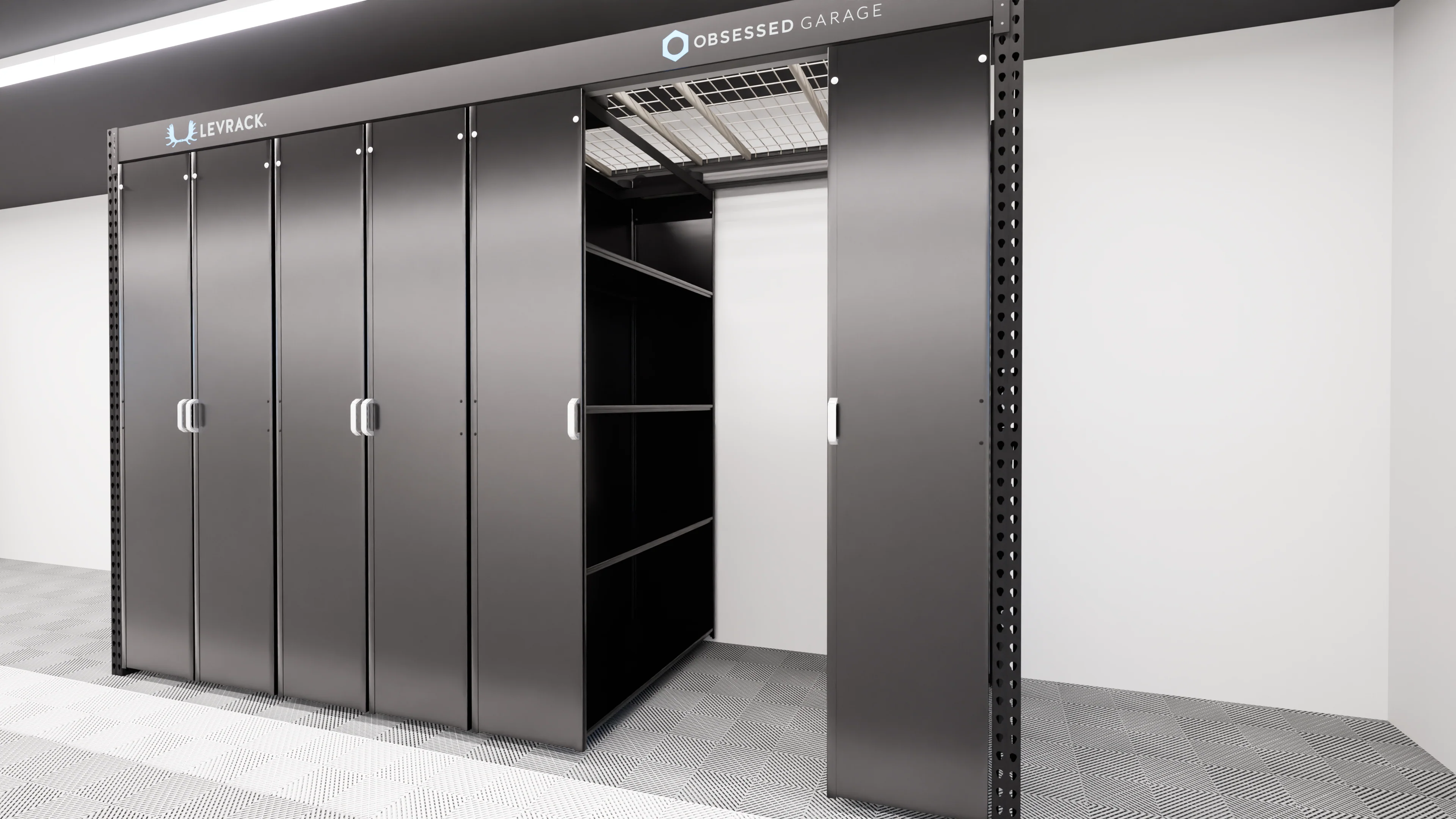 Levrack Storage Solution - Obsessed Garage Edition - Black With Silver Handles - Image 3