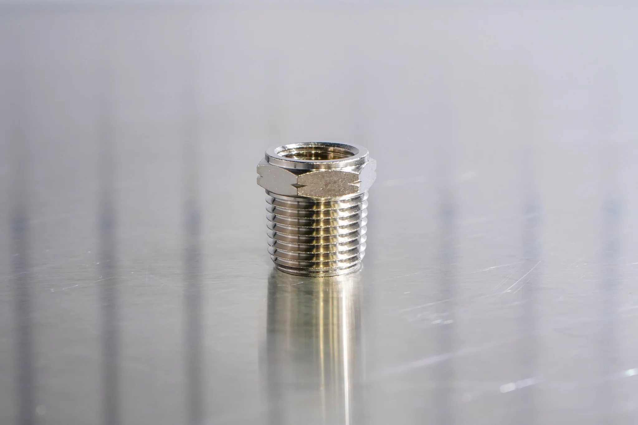 Prevost Brass Hex 1/2" NPT (Male) to 3/8" NPT (Female)