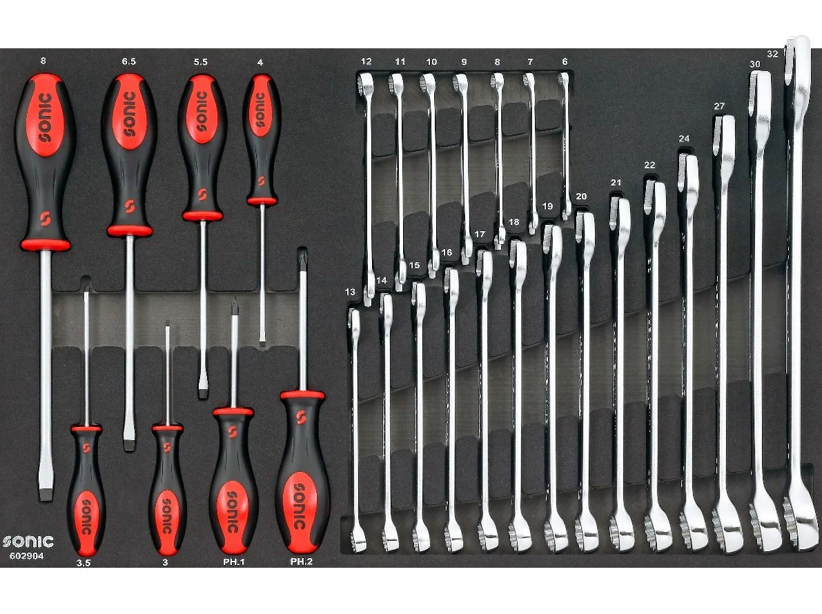 Sonic Foam System - Screwdrivers, Wrench Set - 29 Pieces - 26" (Medium)