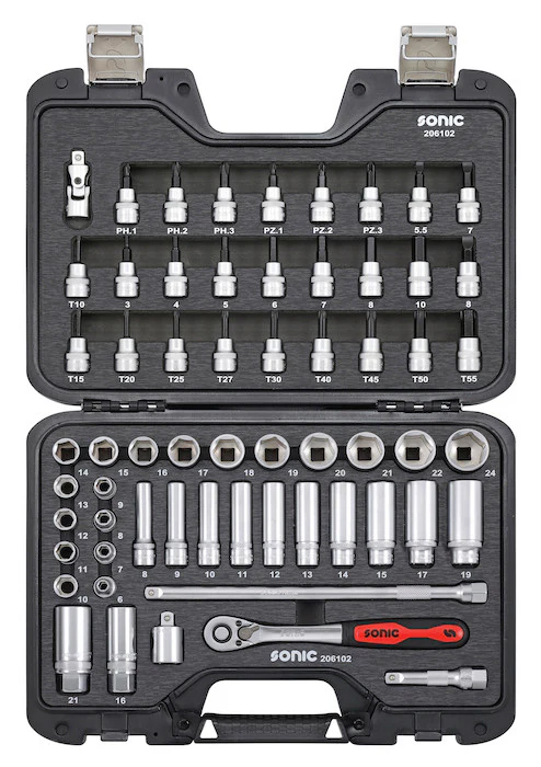 Sonic Tools Mobile Case Storage Socket and Bit Socket Set 3/8", 61-Pcs